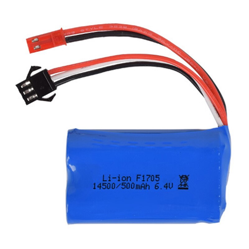 6.4v 500mah 15C 14500 Li-ion Battery RC toys battery SM-2P JST-2P EL-2P L6.2-2P