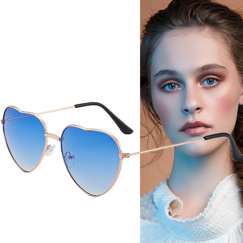 1Pc Hartvormige Zonnebril Dunne Metalen Frame Zonnebril Transparante Candy Kleur Bril Chic Eyewear Fancy Cadeau Voor Vrouwen Meisje
