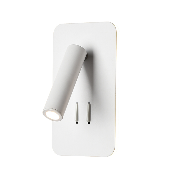 Nordisk ledet vegglampe med bryter 3w søkelyset 6w bakgrunnsbelysning frirotasjonslampe innendørs vegglampe til hjem soverom nattbord lys: Hvitt rektangel / Varm hvit
