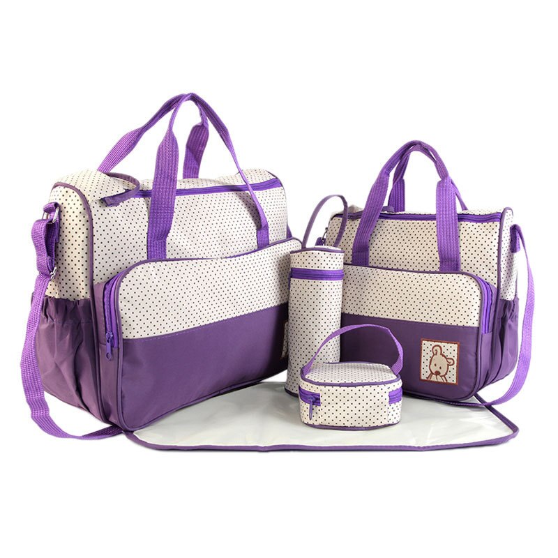 Multifuncational Large Capacity 5Pcs Baby Diaper Bag Shoulder Bags Organizer For Mummy Maternity Baby Bag For Mom Diaper Bag