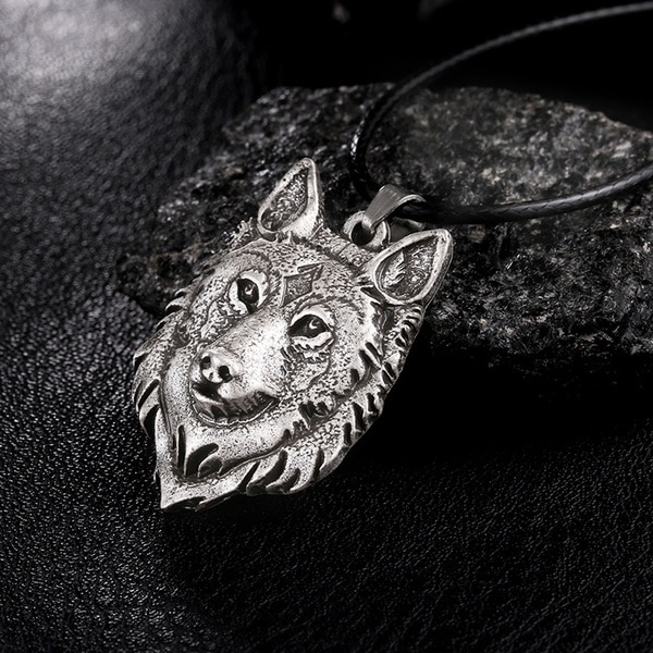 1 Pc Tibetaans Zilveren Wolf Hoofd Hanger Ketting Amulet Dier Viking Mannen Sieraden