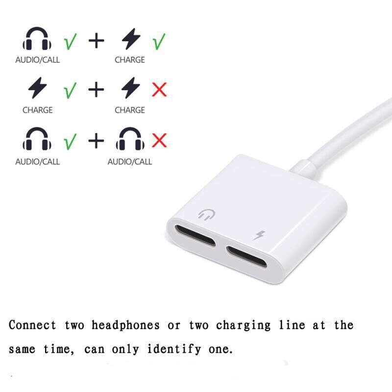 2 in 1 Adapter For Iphone 7Plus 7 Charging Listening Lightning to 3.5mm Jack Adapters For Iphone 8Plus 8 X Headphones Converter