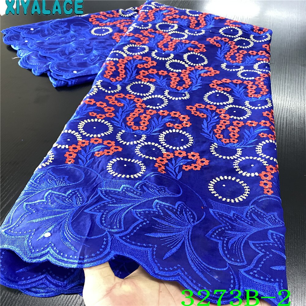 Tissu africain en dentelle sèche française Voile de suisse, tissu de en dentelle de coton brodée pour les robes de mariage, KS3273B