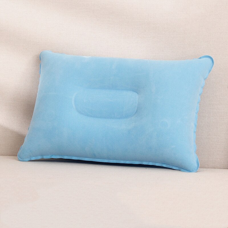 S-Portable Ultralight Inflatable PVC Nylon Air Pillows Camping Sleep Cushion Travel Hiking Beach Car Plane Head Rest Camp Gears: Sky Blue-S