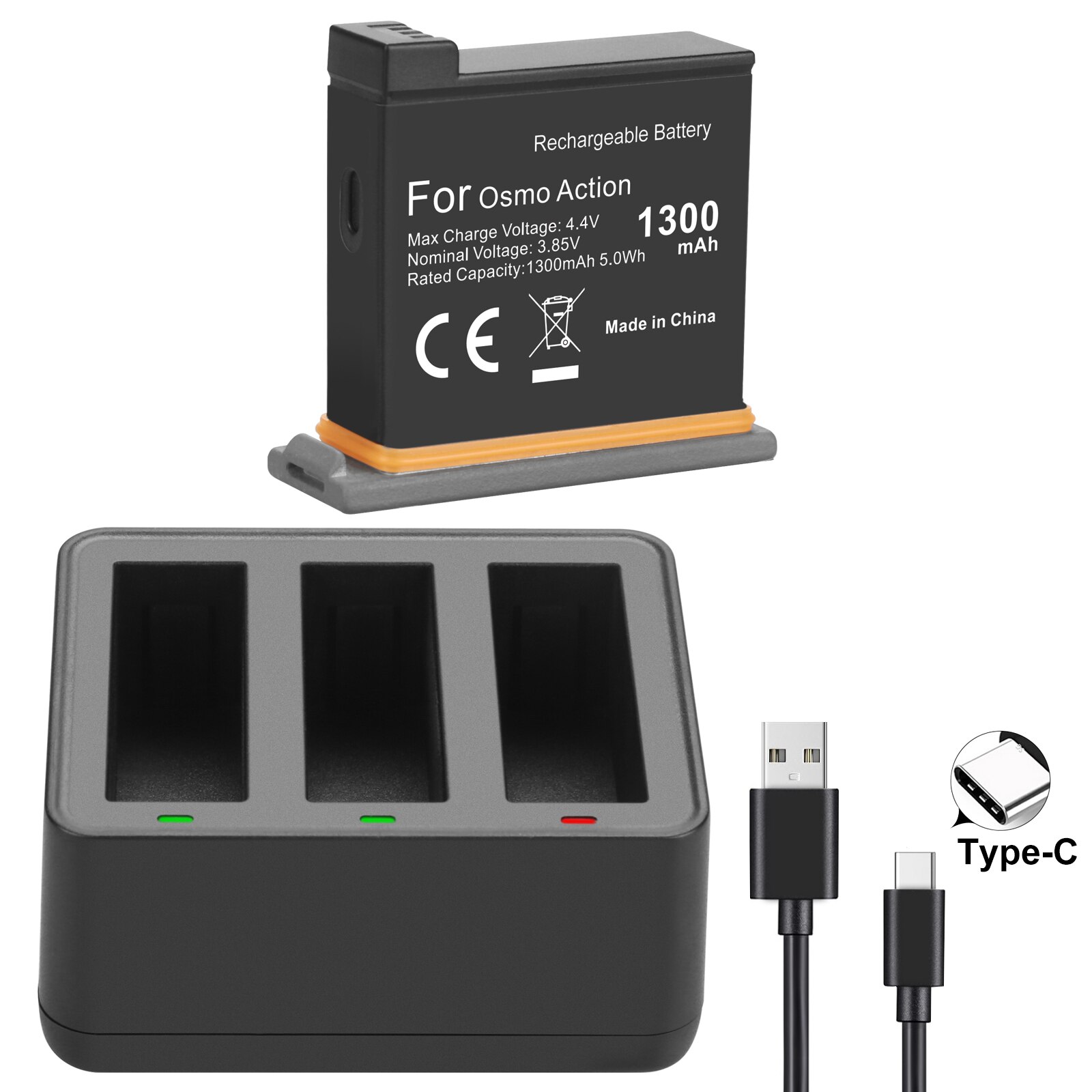 Osmo handling batteri  + 3 havn smart hurtiglader til dji osmo sportskamera