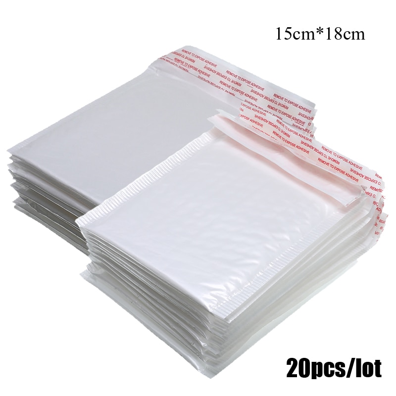 20 pièces/lot 15*18cm blanc sac mousse enveloppe mousse feuille bureau emballage enveloppe étanche à l'humidité Vibration avec bulle sac postal