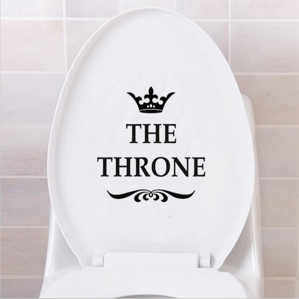 The Throne Crown Toilet Wall Stickers Funny Black Toilet Seat Decal Removable DIY Toilet Background Mural Bathroom Home Decor