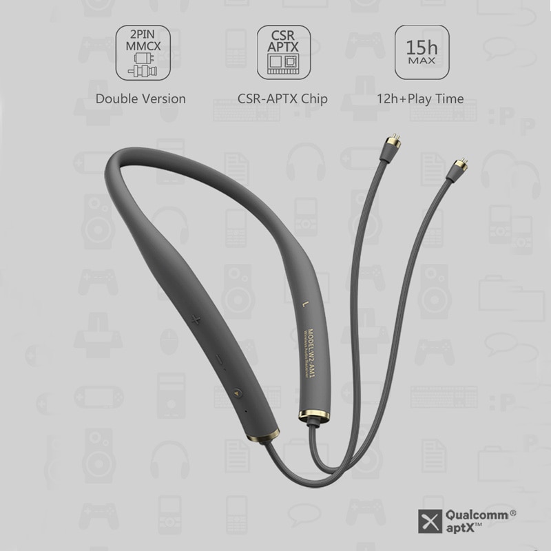 Wireless Bluetooth 5.0 Aptx Cable 2PIN 0.78mm MMCX Upgrade Module Waterproof Headset Cable
