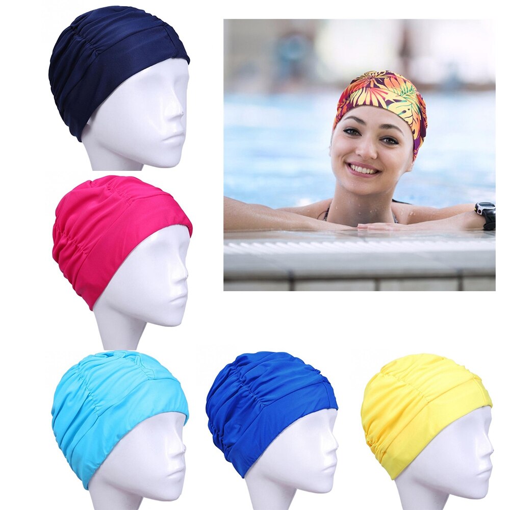 Dorośli czepki kąpielowe mężczyźni kobiety długie włosy wodoodporny basen kapelusze kąpielowe ochrona uszu elastyczny Nylon Turban nurkowanie kapelusz