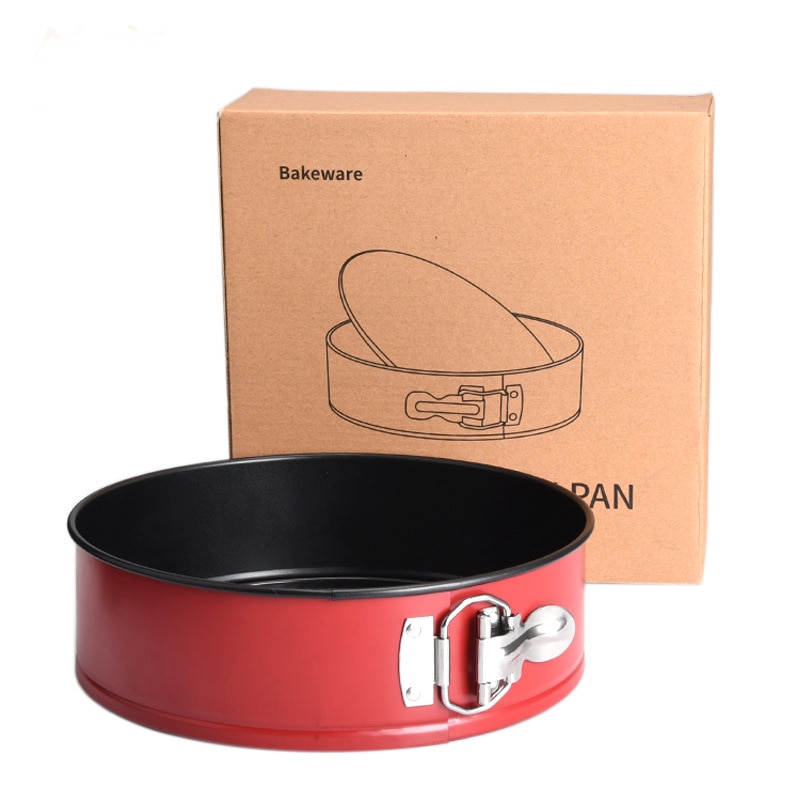 Red Nonstick Spring Form Removable Base Bottom Baking Pan Mold Cake Tin Set Stainless Steel Metal Cheesecake Bake Tray for Oven
