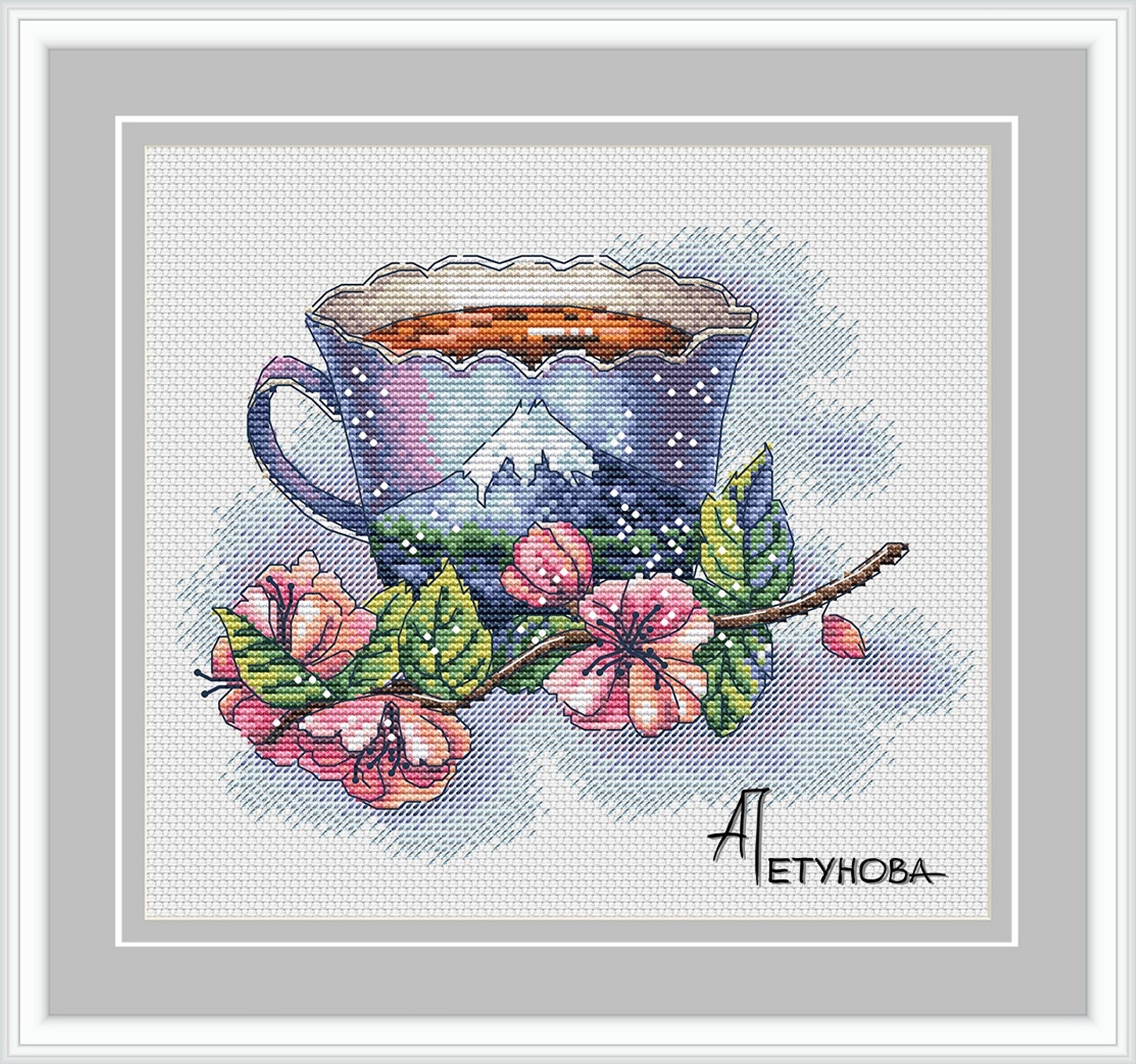 Telpatroon Kruissteek Diy Handwerken Geteld Chinese Kruissteek Kits Voor Borduren Een Kruis Ambachten Cups: Donkergrijs / 14CT unprint canvas