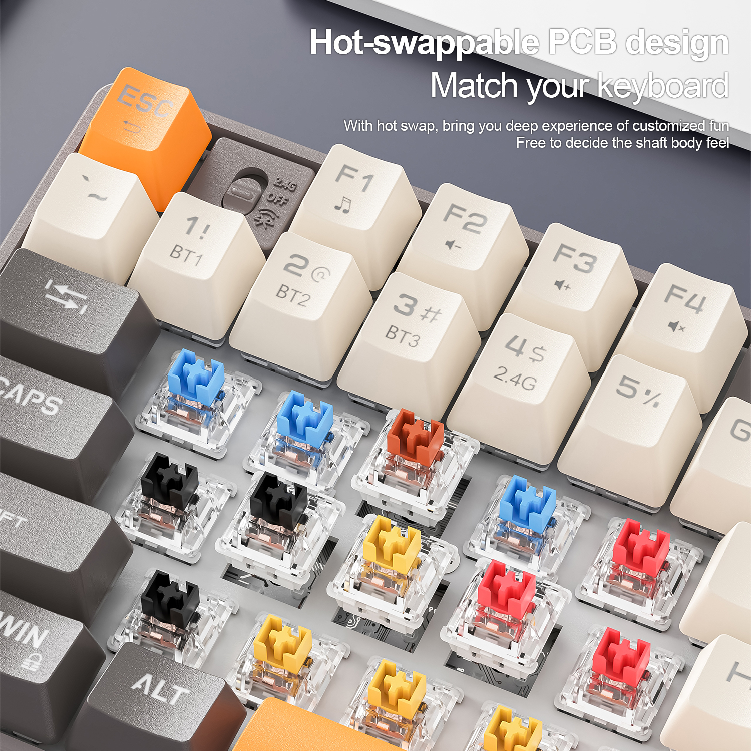 SMAILWOLF MK87 Mechanical Keyboard - 87 Keys - Bluetooth Wireless - Wrist Support - E-sports Gaming