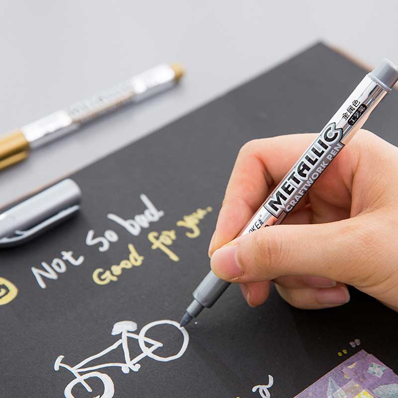1 Pcs Diy Metalen Waterdichte Permanente Verf Marker Pennen Goud Zilver 1.5Mm Voor Glas Metalic Stof Markers Ambachten Pennen