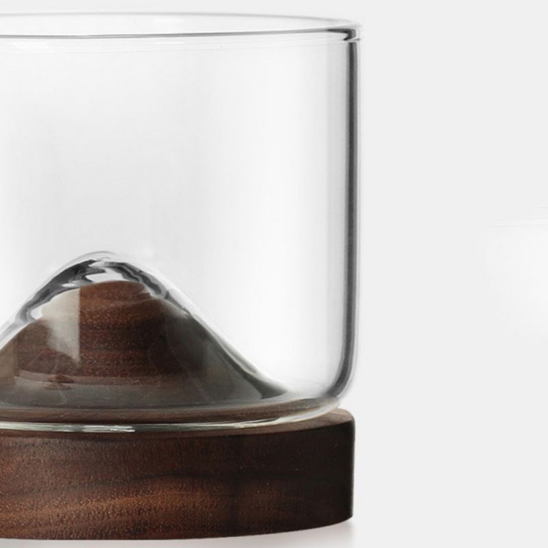 Old Fashioned Glass Irish Whiskey Glass Set Small Mountain with Wooden Base Unique Whiskey Bourbon Scotch Lover