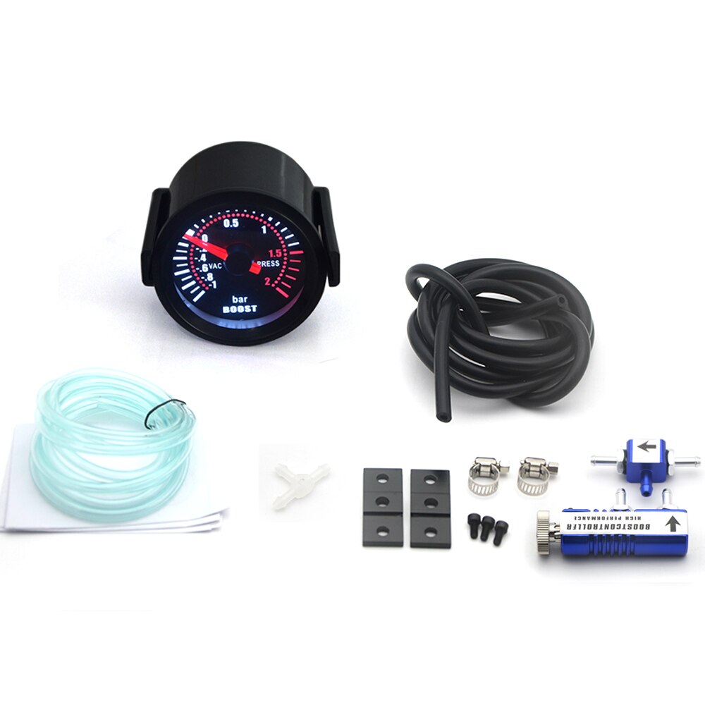 2 " 52mm turbo boost gauge  -1-2 bar bil rök len med justerbar auto turbo boost controller kit: Med blå kontroll