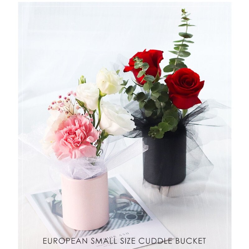 Small Cardboard Flower Packaging Box Mini Round Cylinder Paper Flowers Hug Bucket Vase for Floral Arrangement Dried Florals G2AB