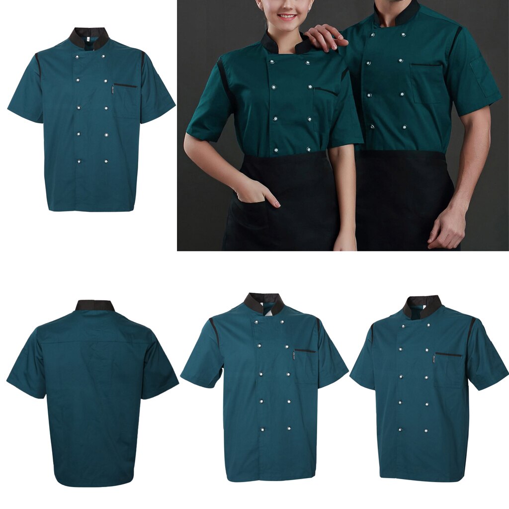 Breathable Chef Jackets Coat Double-Breasted Kitchen Uniforms Food Service Work Apparel