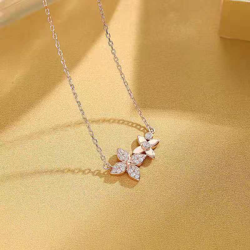 VOQ colore argento nuove signore moda fiore zircone ciondolo collana accessori gioielli festa di nozze