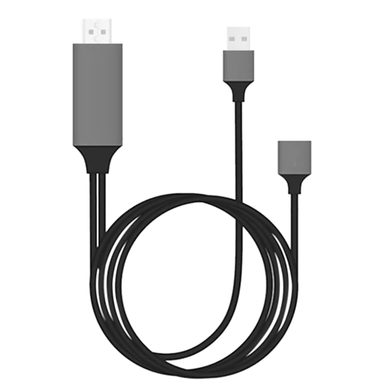 Usb-c-anschlusskabel für apple- und android-mobiltelefone mit hdmi-projektionsanschluss, dual-use-usb-buchse mit bildschirmanschluss – schwarz