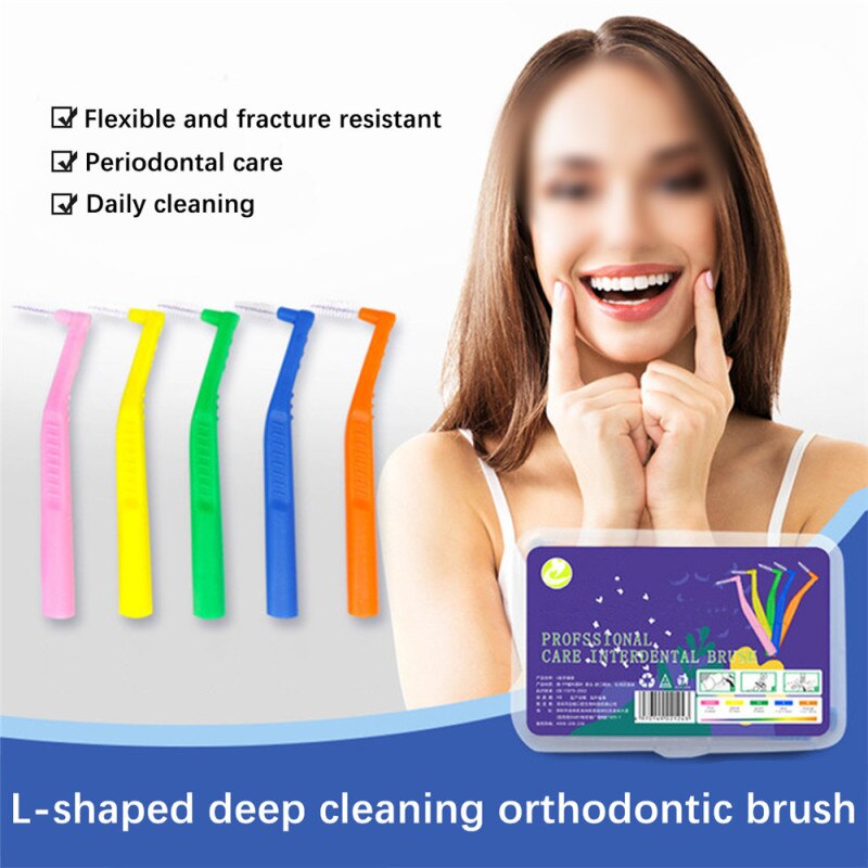 20 Stks/doos L Vorm 0.6-1.5Mm Volwassenen Rager Push-Pull Tandenstoker Interdentale Tandenborstel Tooth Pick voor Orale Reiniging