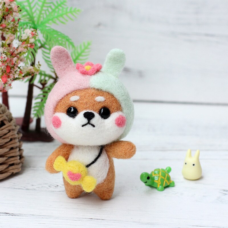 10pcs/set Custom Doll Wool Felt Craft Material Bag Pack Doll dog Needle DIY Material Kit