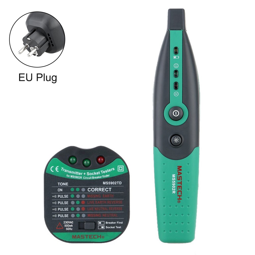 MS5902 AC 220V Buzzer Automatic With Indicator Light Home Office Portable Factory Plastic Socket Tester Circuit Breaker Finder