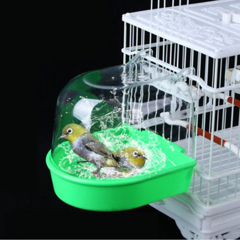 Pet Birds Parrot Hanging Bath Shower Bathtub Accessories Bird Feeder Box Supplies Canary Parakeet Pets Toys Plastic Simple