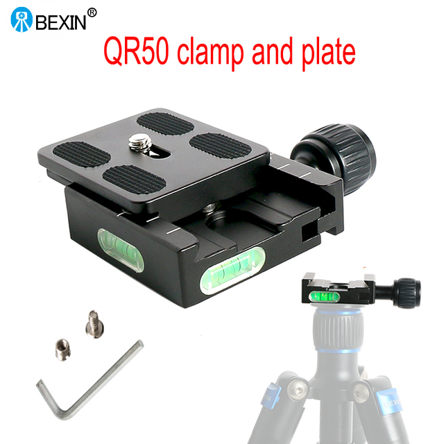 BEXIN-abrazadera para cámara serie, Base adaptadora de montaje con cabezal de bola para trípode, abrazadera de placa de Clip de liberación rápida para cabezal de bola de cámara Arca Swiss Dslr: Gris oscuro