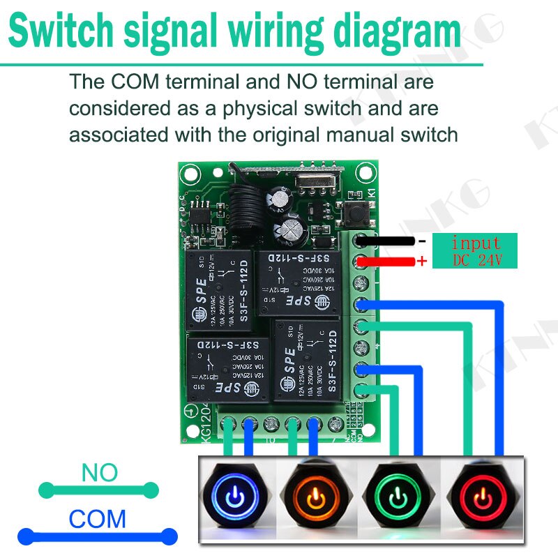 Dc 24V 10A 4CH Draadloze Relais Module Afstandsbediening Schakelaar Smart Home Automation Ontvanger Voor EV1527 Rf 433Mhz Afstandsbediening controles