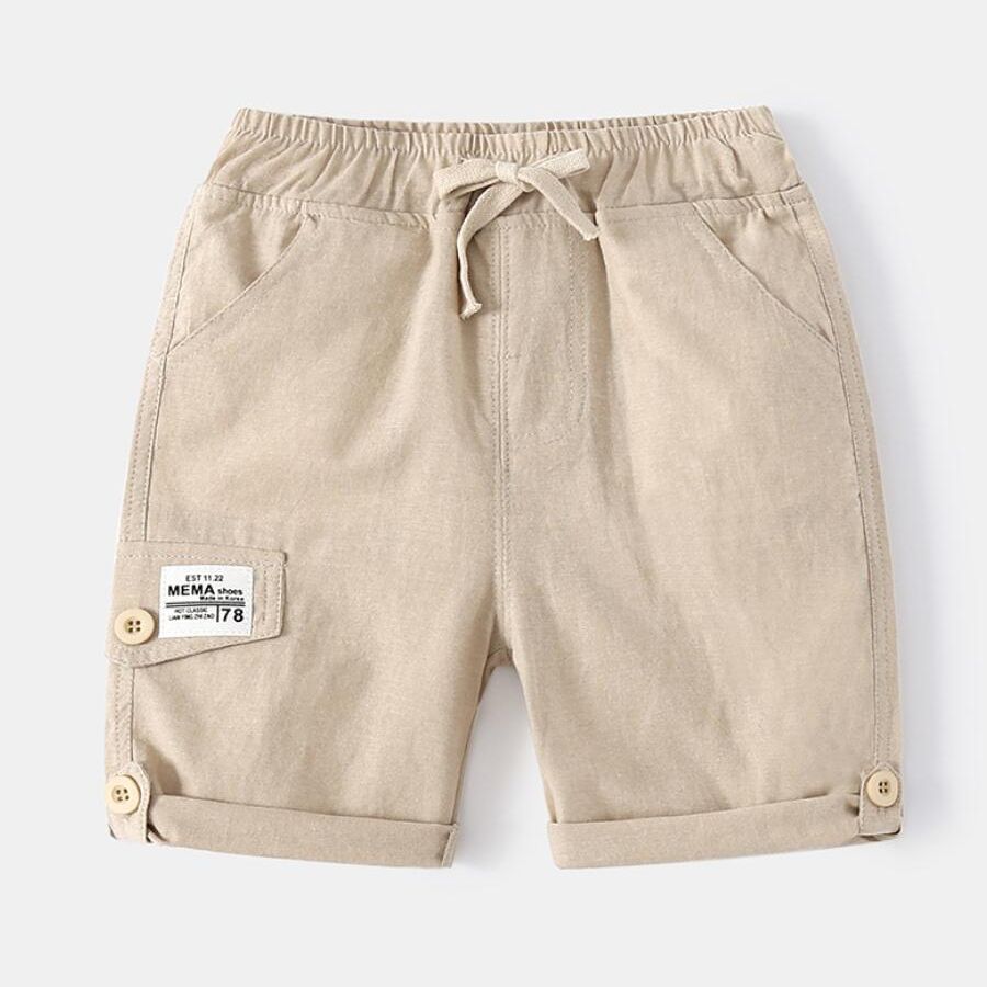 Summer Cotton Baby Boys Shorts Teenager Kids Casual Clothes Children Simple Loose Pants Solid Color 2-7 Years: khaki / 3T