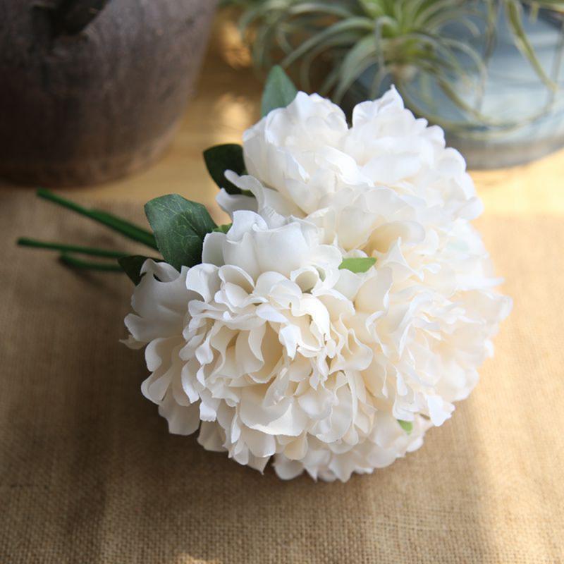 5 Heads/bunch Peony artificial flower Bouquet Wedding Decoration Silk Flower Valentine's Day Party home DIY Decoration Crafts: 04