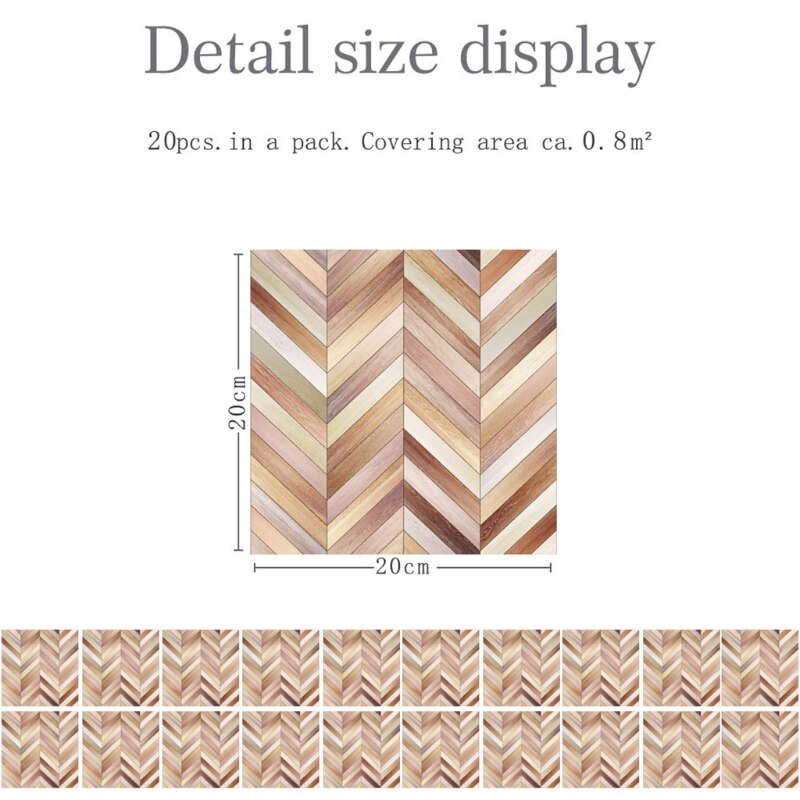20pcs Imitation Wood Grain 3D Tile Floor Wall Stickers DIY Self Adhesive Kitchen Bathroom Home Decoration: D