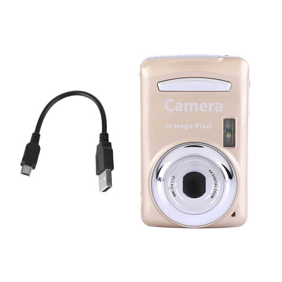 Mini Ultra 16MP 720P HD Digital Camera Portable Camcorder Outdoor Hiking Precise Stable Photograph 4X Zoom Digital Video Camera: Gold