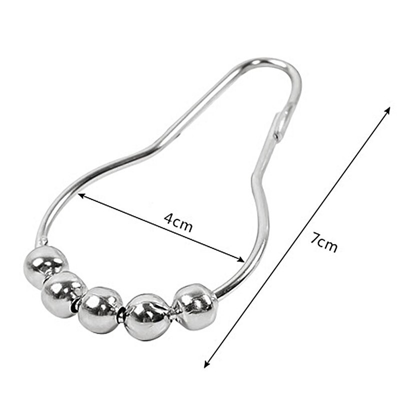 Anneaux de rideau de douche à crochets, rouleau résistant à la rouille, accessoires en boule de Satin poli, crochets en fer Nickel