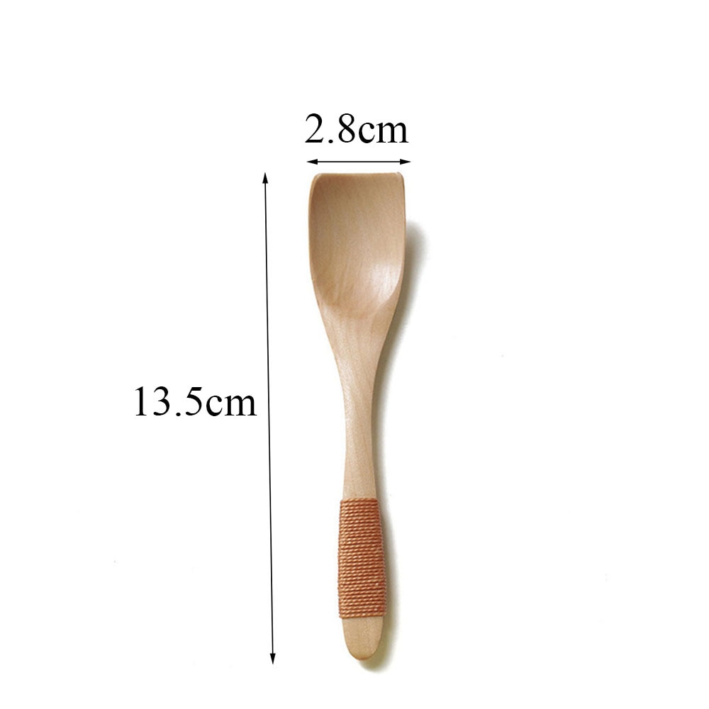 Handgemaakte Houten Lepels Grote Lange Steel Lepel Kids Houten Lepel Rijst Soep Dessert Lepel Koffer Thee Mengen Servies