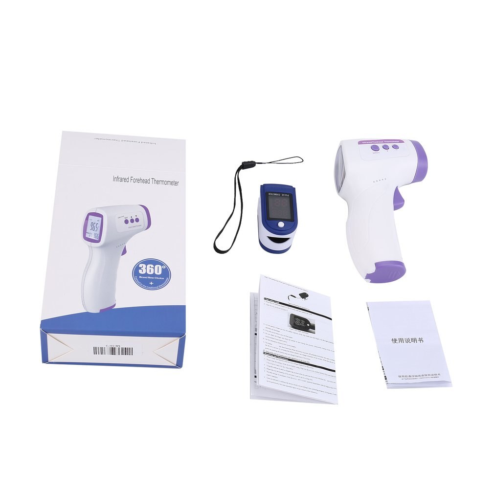 Draagbare Bloed Zuurstof Vinger Pulse Digitale Vingertop Oximeter Zuurstofverzadiging Meter Vinger Monitor Oximetro + Thermometer