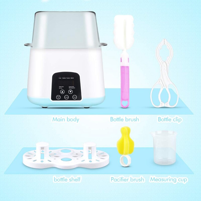 Flessenwarmer, fles Stoomsterilisator 5-In-1 Smart Thermostaat Dubbele Fles Babyvoeding Heater Voor Moedermelk Of Formule