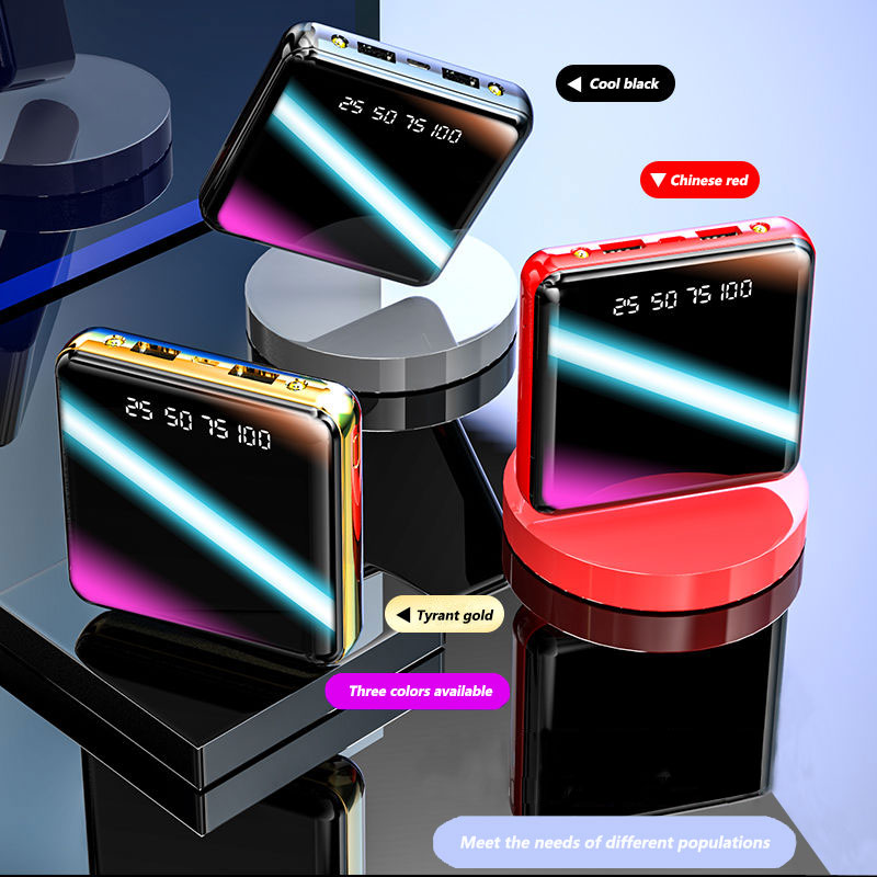 Square Power Bank 30000mAh Mobile Phone Fast Charger External Battery 2USB LED Lighting Outdoor Travel Charger for Smartphones