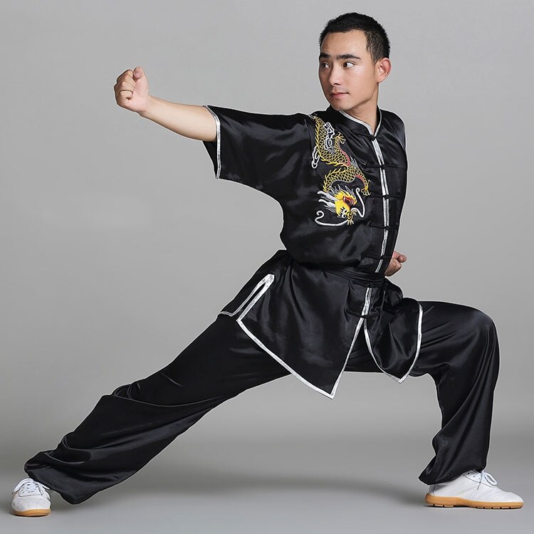 men chinese tai chi wushu shaolin kung fu uniform tang suit wing chun embroidered demo outfit for men martial arts suit: XXL / color2