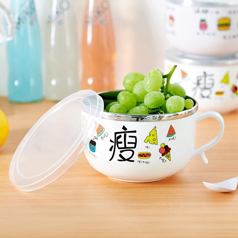 Stainless Steel Double Ramen Bowl Instant Noodle Bowl Anti-scalding Cute Rabbit
