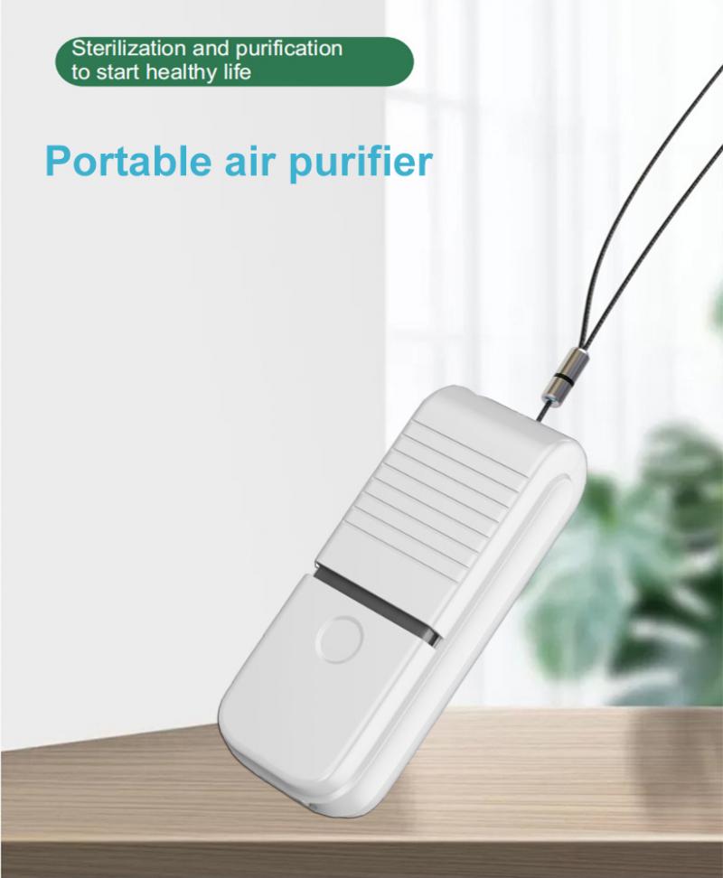 Mini Ozone Generator Air Purifier USB Rechargeable Small Space Clear Odor Formaldehyde Second-hand Smoke Necklace Air Purifier: white