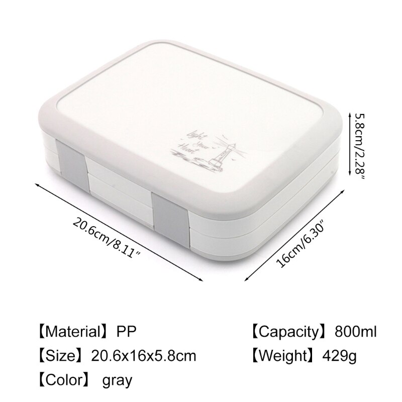 Lunch Bento Box 5 Portioned Compartments with Lid for Kids Adults Student Office Worker Use Home Office Traveling Removable Tray