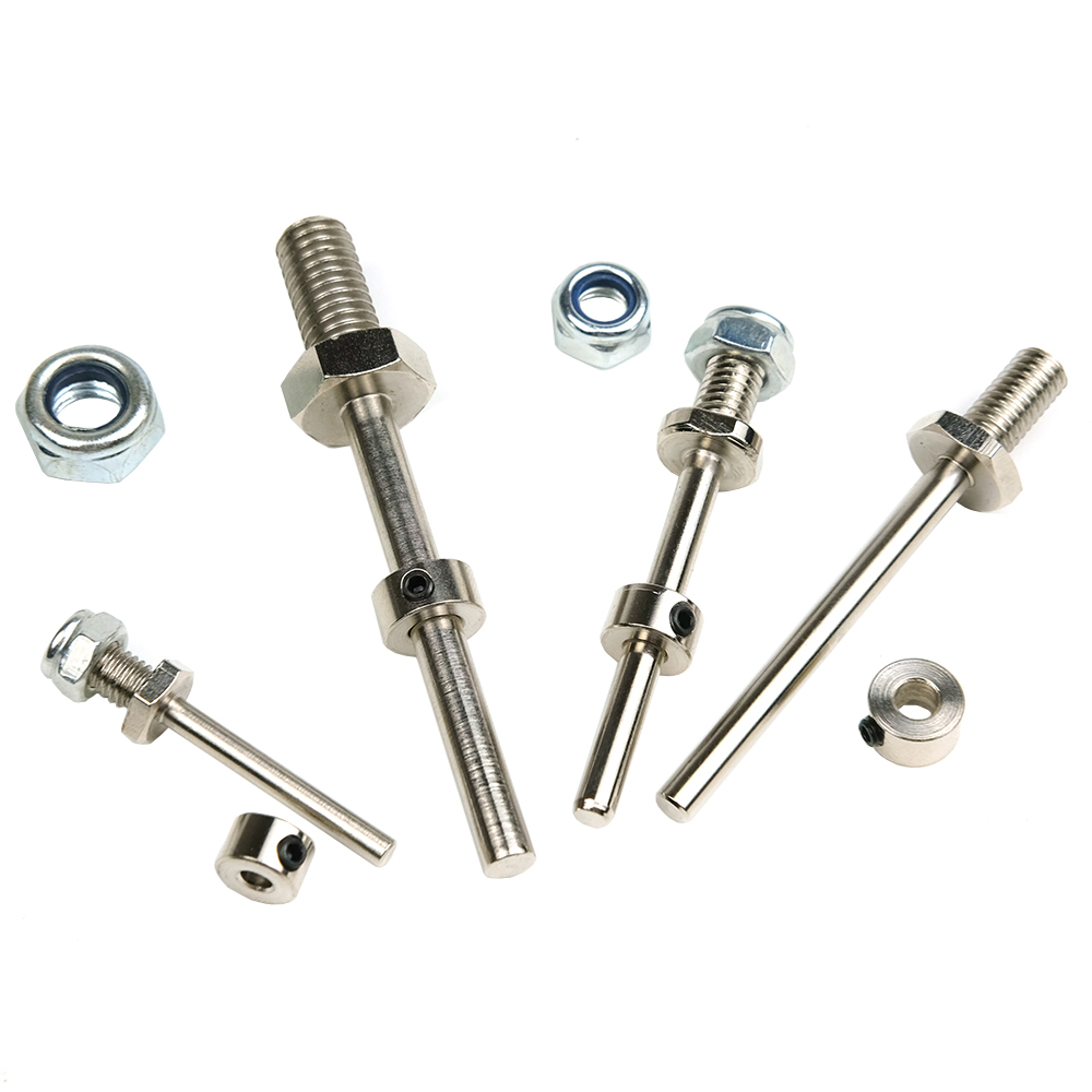1 par de ejes de rueda, eje de acero con tuercas de tope de diámetro 3/4/5/MM, conjunto de tren de aterrizaje, repuestos de rosca M5/M6/M8 para modelo de avión RC