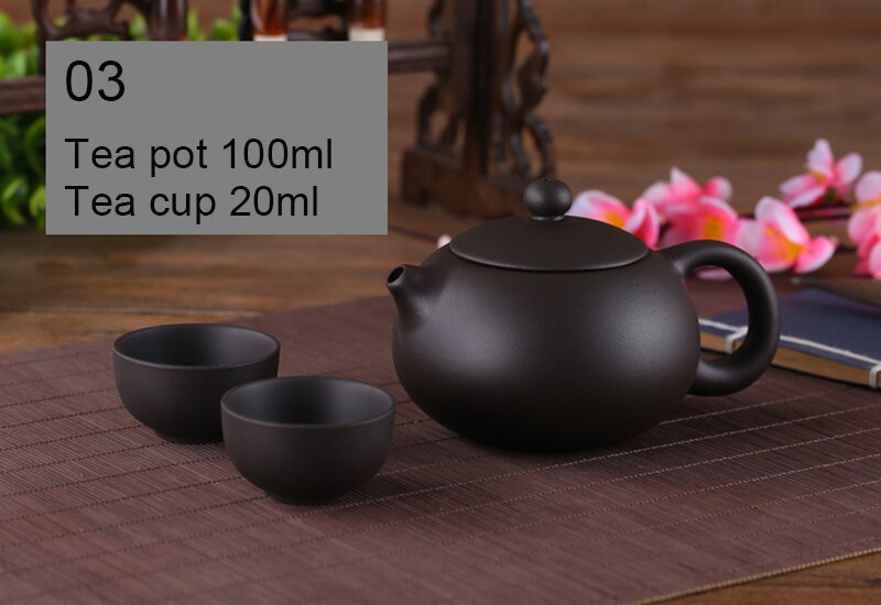 Yixing Paarse Klei Kleine Thee Set Omvat 1 Pot 2 Kopjes, Xishi Pot Thee Ceremonie, zisha Keramische Aardewerk Theekopje, China Kung Fu Thee Set: 03