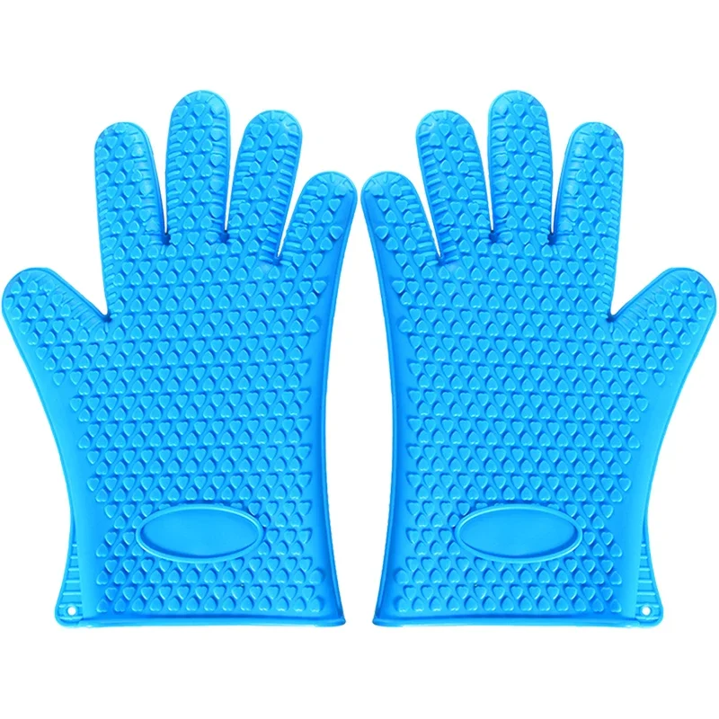 1/2Pcs Oven Mitts Baking Gloves 230 Heat Resistant Silicone Glove Kitchen Thicken Barbecue Oven Cooking Glove BBQ Grill Gloves: Yellow