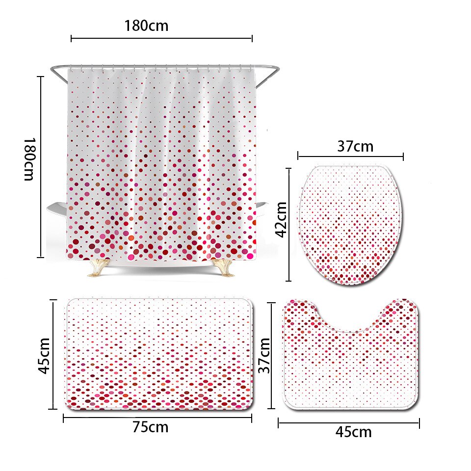 Eenvoudige Geometrische Badmat Douche Decoratie Badtapijten Badkamer Badmat En Douchegordijn Set Dot Gedrukt Wc Matten