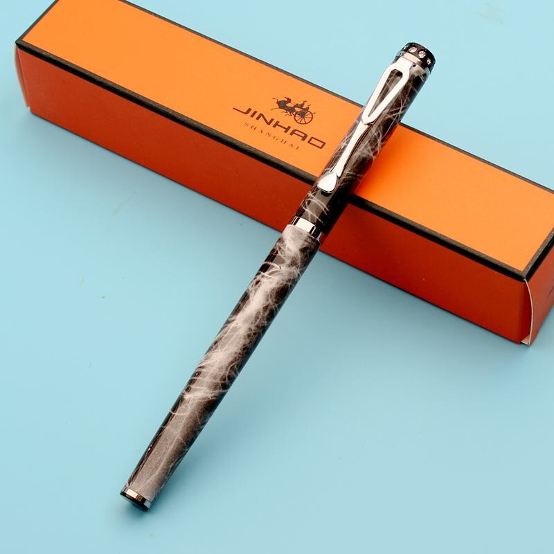 Jinhao 301 Glad Zwart Wit Extra Fine Nib 0.38 Vulpen Luxe Metalen Inkt Pennen Voor Kantoorbenodigdheden Schrijven briefpapier: Marble gray / Extra Fine Nib 0.38