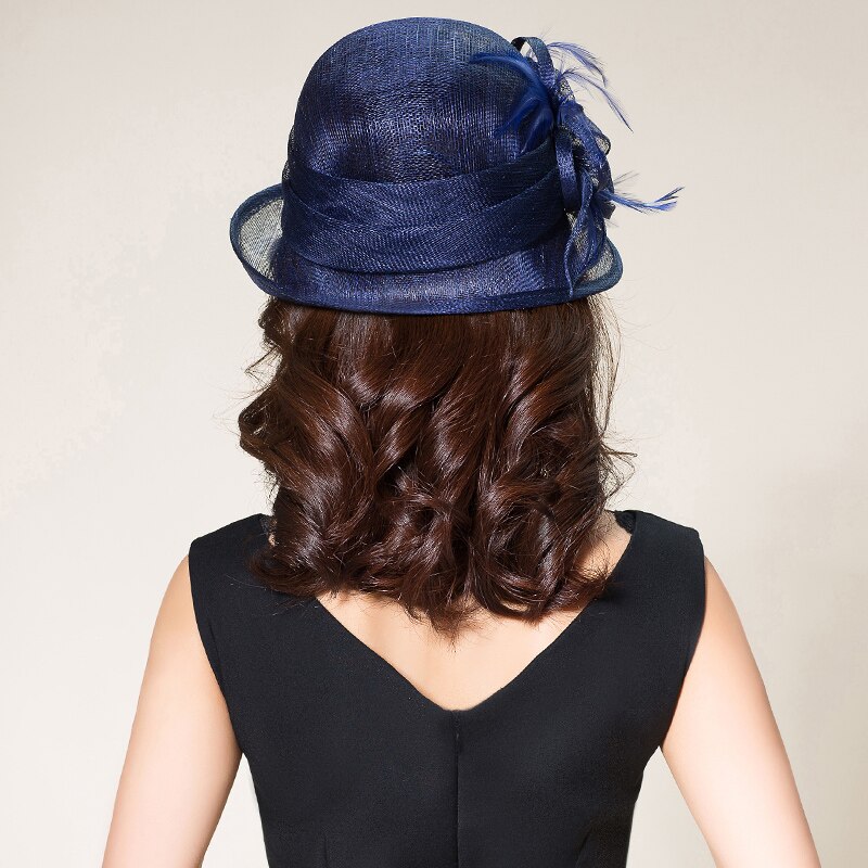 Women Chic Fascinator Hat Cocktail Party Fedora Hat Headwear Bride Wedding Hair Accessories Lady Church Sinamay Hats