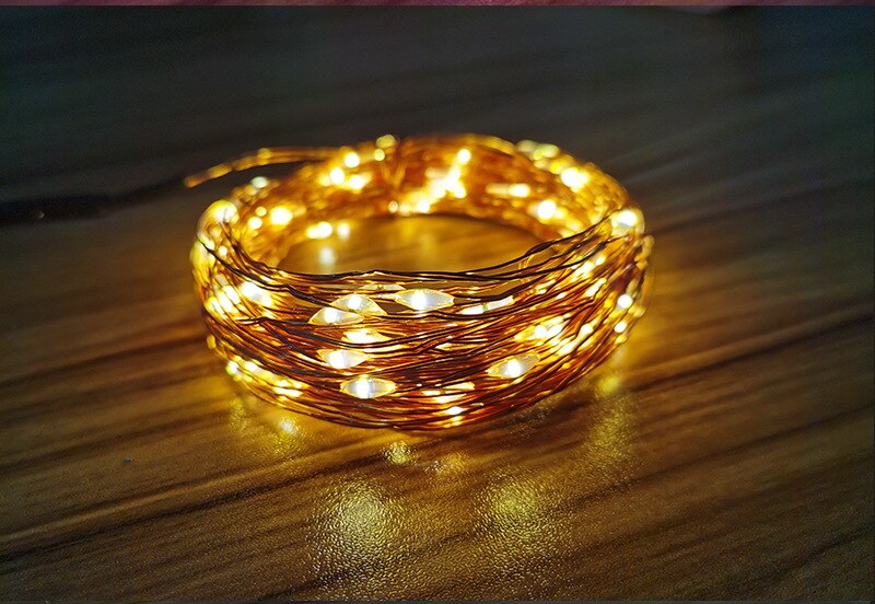 2m/5m/10m led ljusslingor silvertråd usb hem trädgård vattentät sagoljus julfest krans dekoration ljusslinga: Usb varmvit / 5m 50 ledde