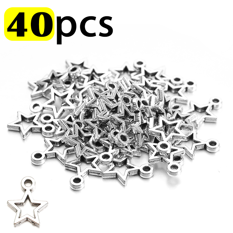 Dijes estrella DIY colgantes Metal pentagrama Vintage plata bronce joyería accesorios para pulsera collar artesanía hecha a mano: Color dorado